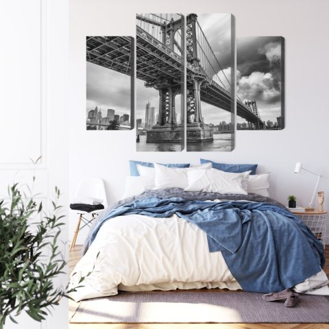 Obraz Wieloczęściowy Most Manhattan W Nowym Jorku Canvas 80x60 LBS-2126-C80-60_2X20-60_2X20-40
