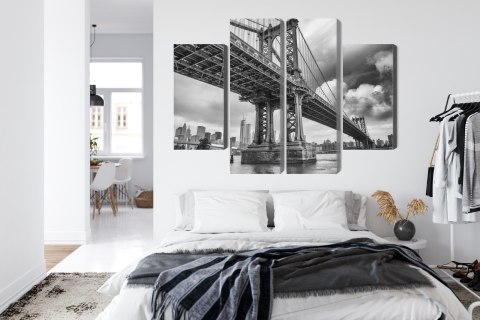 Obraz Wieloczęściowy Most Manhattan W Nowym Jorku Canvas 80x60 LBS-2126-C80-60_2X20-60_2X20-40