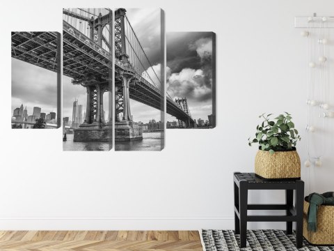 Obraz Wieloczęściowy Most Manhattan W Nowym Jorku Canvas Naturalny 80x60 LBS-2126-NC80-60_2X20-60_2X20-40