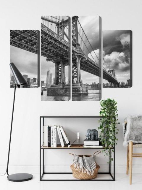Obraz Wieloczęściowy Most Manhattan W Nowym Jorku Canvas Naturalny 80x60 LBS-2126-NC80-60_2X20-60_2X20-40