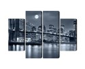 Obraz Wieloczęściowy Nocna Panorama Nowego Jorku Z Księżycem Na Niebie Canvas 80x60 LBS-2567-C80-60_2X20-60_2X20-40