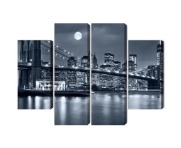 Obraz Wieloczęściowy Nocna Panorama Nowego Jorku Z Księżycem Na Niebie Canvas 80x60 LBS-2567-C80-60_2X20-60_2X20-40