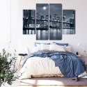 Obraz Wieloczęściowy Nocna Panorama Nowego Jorku Z Księżycem Na Niebie Canvas 80x60 LBS-2567-C80-60_2X20-60_2X20-40
