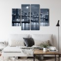 Obraz Wieloczęściowy Nocna Panorama Nowego Jorku Z Księżycem Na Niebie Canvas 80x60 LBS-2567-C80-60_2X20-60_2X20-40