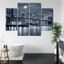Obraz Wieloczęściowy Nocna Panorama Nowego Jorku Z Księżycem Na Niebie Canvas 80x60 LBS-2567-C80-60_2X20-60_2X20-40