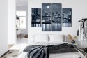 Obraz Wieloczęściowy Nocna Panorama Nowego Jorku Z Księżycem Na Niebie Canvas 80x60 LBS-2567-C80-60_2X20-60_2X20-40