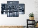 Obraz Wieloczęściowy Nocna Panorama Nowego Jorku Z Księżycem Na Niebie Canvas 80x60 LBS-2567-C80-60_2X20-60_2X20-40