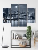 Obraz Wieloczęściowy Nocna Panorama Nowego Jorku Z Księżycem Na Niebie Canvas 80x60 LBS-2567-C80-60_2X20-60_2X20-40