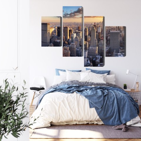 Obraz Wieloczęściowy Panorama 3D Nowego Jorku Canvas 120x75 LBS-2042-C120-75_2X30-75_2X30-45