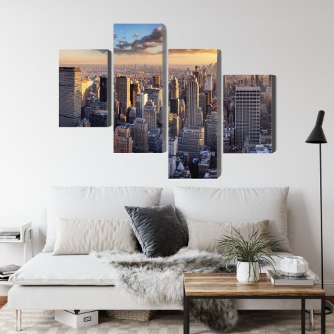 Obraz Wieloczęściowy Panorama 3D Nowego Jorku Canvas 120x75 LBS-2042-C120-75_2X30-75_2X30-45
