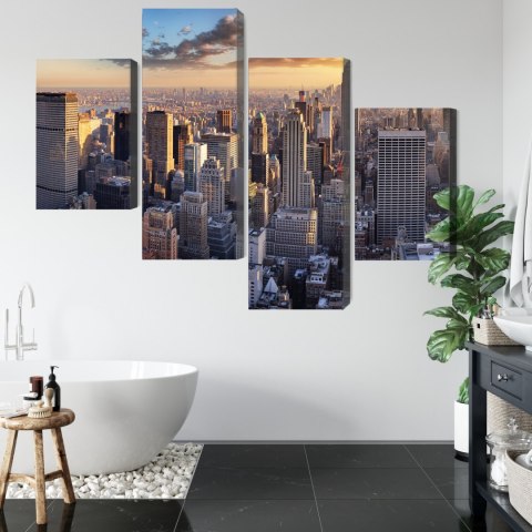 Obraz Wieloczęściowy Panorama 3D Nowego Jorku Canvas 120x75 LBS-2042-C120-75_2X30-75_2X30-45