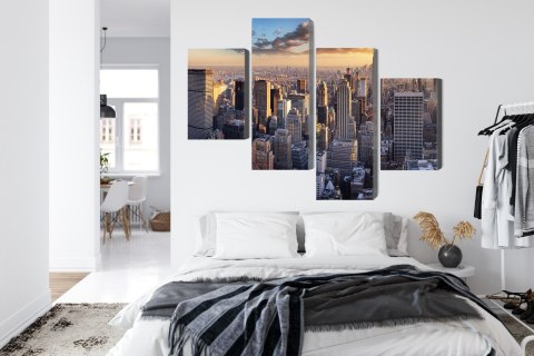 Obraz Wieloczęściowy Panorama 3D Nowego Jorku Canvas 120x75 LBS-2042-C120-75_2X30-75_2X30-45