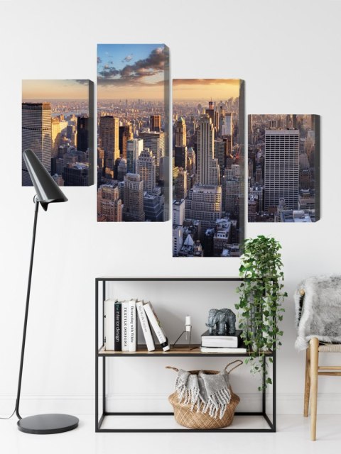 Obraz Wieloczęściowy Panorama 3D Nowego Jorku Canvas 120x75 LBS-2042-C120-75_2X30-75_2X30-45