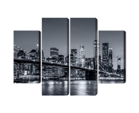 Obraz Wieloczęściowy Panorama Nowego Jorku Nocą Canvas 80x60 LBS-2066-C80-60_2X20-60_2X20-40