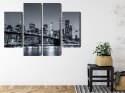 Obraz Wieloczęściowy Panorama Nowego Jorku Nocą Canvas 80x60 LBS-2066-C80-60_2X20-60_2X20-40