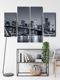 Obraz Wieloczęściowy Panorama Nowego Jorku Nocą Canvas 80x60 LBS-2066-C80-60_2X20-60_2X20-40
