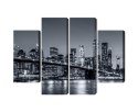 Obraz Wieloczęściowy Panorama Nowego Jorku Nocą Canvas Naturalny 80x60 LBS-2066-NC80-60_2X20-60_2X20-40
