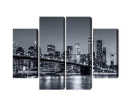 Obraz Wieloczęściowy Panorama Nowego Jorku Nocą Canvas Naturalny 80x60 LBS-2066-NC80-60_2X20-60_2X20-40