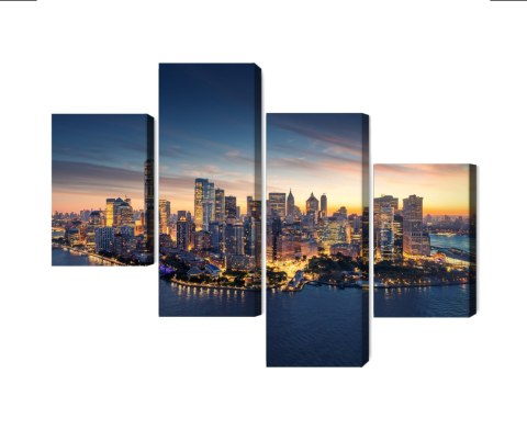 Obraz Wieloczęściowy Panorama Nowego Jorku O Wschodzie Słońca Canvas 120x75 LBS-2563-C120-75_2X30-75_2X30-45