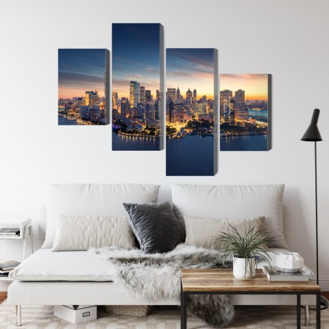 Obraz Wieloczęściowy Panorama Nowego Jorku O Wschodzie Słońca Canvas 120x75 LBS-2563-C120-75_2X30-75_2X30-45