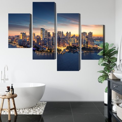 Obraz Wieloczęściowy Panorama Nowego Jorku O Wschodzie Słońca Canvas 120x75 LBS-2563-C120-75_2X30-75_2X30-45