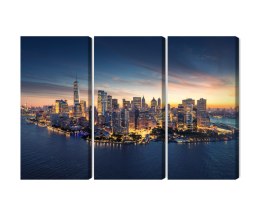 Obraz Wieloczęściowy Panorama Nowego Jorku O Wschodzie Słońca Canvas 120x80 LBS-2560-C120-80_3X40-80