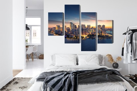 Obraz Wieloczęściowy Panorama Nowego Jorku O Wschodzie Słońca Canvas Naturalny 80x50 LBS-2563-NC80-50_2X20-50_2X20-30