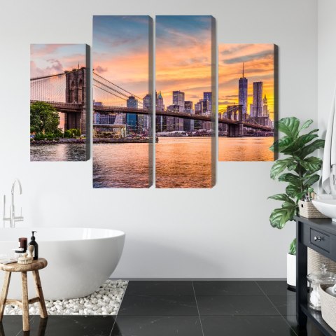 Obraz Wieloczęściowy Panoramiczny Krajobraz Nowego Jorku Canvas 80x60 LBS-2046-C80-60_2X20-60_2X20-40