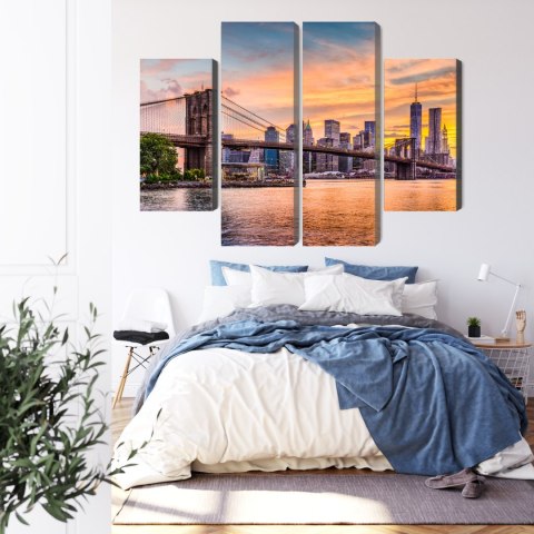 Obraz Wieloczęściowy Panoramiczny Krajobraz Nowego Jorku Canvas Naturalny 80x60 LBS-2046-NC80-60_2X20-60_2X20-40