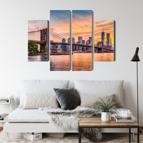 Obraz Wieloczęściowy Panoramiczny Krajobraz Nowego Jorku Canvas Naturalny 80x60 LBS-2046-NC80-60_2X20-60_2X20-40