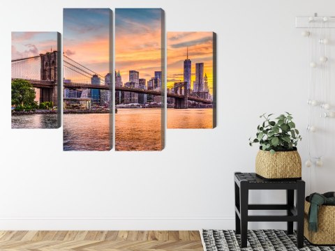 Obraz Wieloczęściowy Panoramiczny Krajobraz Nowego Jorku Canvas Naturalny 80x60 LBS-2046-NC80-60_2X20-60_2X20-40
