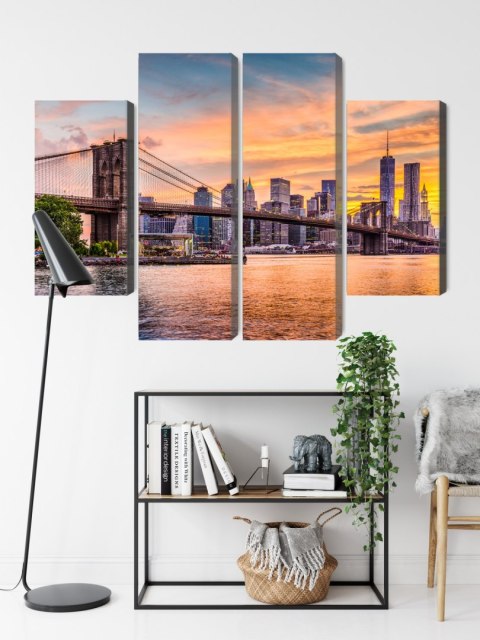 Obraz Wieloczęściowy Panoramiczny Krajobraz Nowego Jorku Canvas Naturalny 80x60 LBS-2046-NC80-60_2X20-60_2X20-40