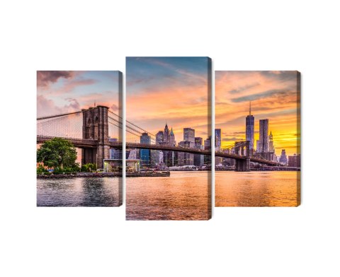 Obraz Wieloczęściowy Panoramiczny Krajobraz Nowego Jorku Canvas Naturalny 90x60 LBS-2045-NC90-60_1X30-60_2X30-45