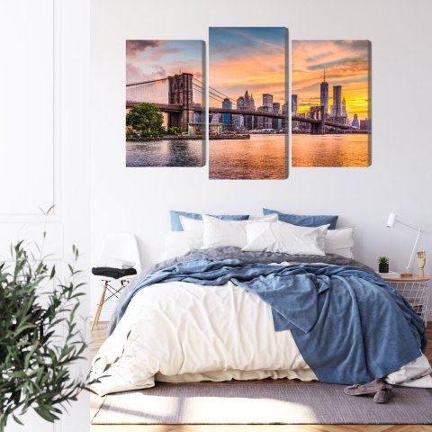Obraz Wieloczęściowy Panoramiczny Krajobraz Nowego Jorku Canvas Naturalny 90x60 LBS-2045-NC90-60_1X30-60_2X30-45