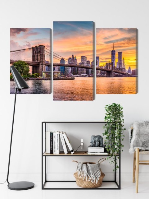 Obraz Wieloczęściowy Panoramiczny Krajobraz Nowego Jorku Canvas Naturalny 90x60 LBS-2045-NC90-60_1X30-60_2X30-45