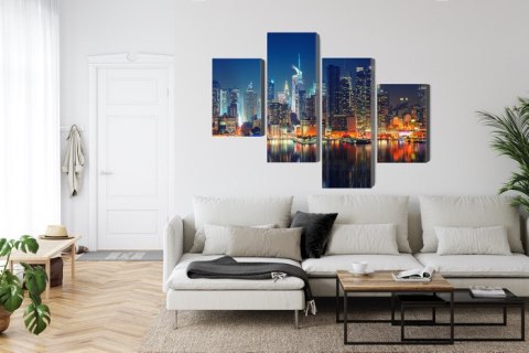 Obraz Wieloczęściowy Panoramiczny Widok Na Manhattan Nocą Canvas 120x75 LBS-2022-C120-75_2X30-75_2X30-45