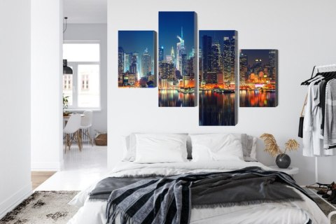 Obraz Wieloczęściowy Panoramiczny Widok Na Manhattan Nocą Canvas 120x75 LBS-2022-C120-75_2X30-75_2X30-45