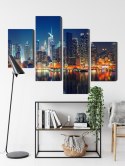 Obraz Wieloczęściowy Panoramiczny Widok Na Manhattan Nocą Canvas 120x75 LBS-2022-C120-75_2X30-75_2X30-45