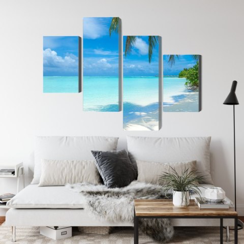 Obraz Wieloczęściowy Plaża Na Malediwach Canvas 120x75 LBS-2032-C120-75_2X30-75_2X30-45