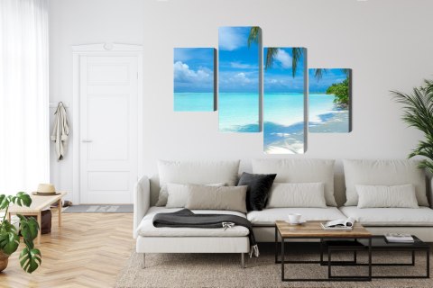 Obraz Wieloczęściowy Plaża Na Malediwach Canvas 120x75 LBS-2032-C120-75_2X30-75_2X30-45