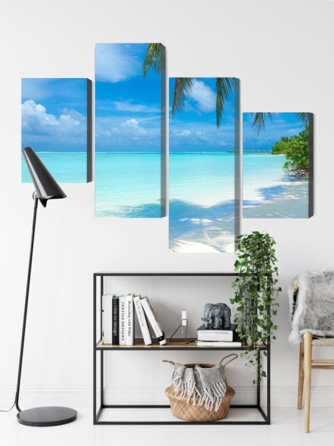 Obraz Wieloczęściowy Plaża Na Malediwach Canvas 120x75 LBS-2032-C120-75_2X30-75_2X30-45