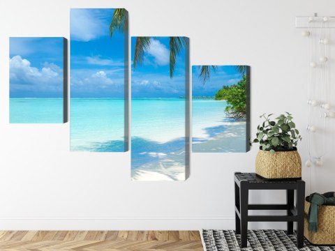Obraz Wieloczęściowy Plaża Na Malediwach Canvas Naturalny 80x50 LBS-2032-NC80-50_2X20-50_2X20-30