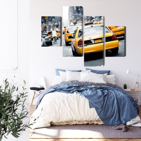 Obraz Wieloczęściowy Taksówki Na Ulicach Nowego Jorku Canvas 120x75 LBS-2052-C120-75_2X30-75_2X30-45
