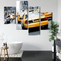 Obraz Wieloczęściowy Taksówki Na Ulicach Nowego Jorku Canvas 120x75 LBS-2052-C120-75_2X30-75_2X30-45