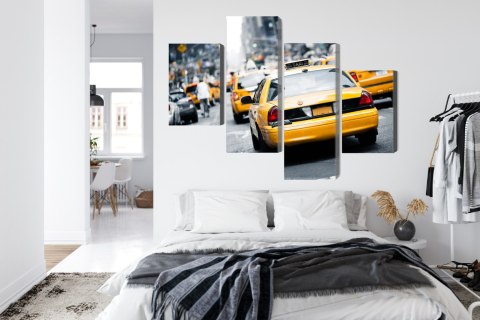 Obraz Wieloczęściowy Taksówki Na Ulicach Nowego Jorku Canvas Naturalny 80x50 LBS-2052-NC80-50_2X20-50_2X20-30