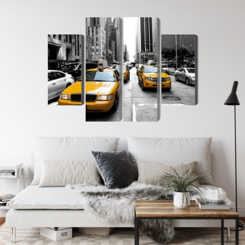 Obraz Wieloczęściowy Taksówki W Nowym Jorku Canvas 80x60 LBS-2071-C80-60_2X20-60_2X20-40