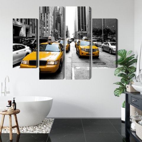 Obraz Wieloczęściowy Taksówki W Nowym Jorku Canvas 80x60 LBS-2071-C80-60_2X20-60_2X20-40
