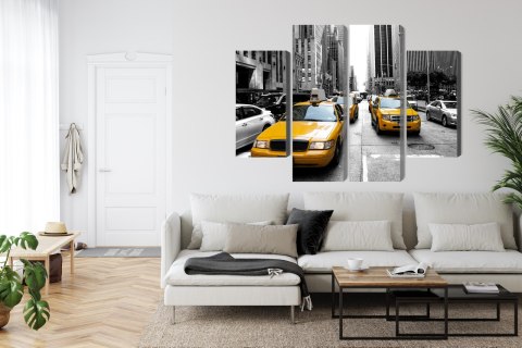 Obraz Wieloczęściowy Taksówki W Nowym Jorku Canvas 80x60 LBS-2071-C80-60_2X20-60_2X20-40