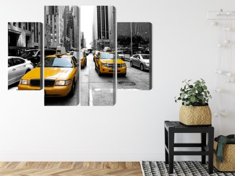 Obraz Wieloczęściowy Taksówki W Nowym Jorku Canvas 80x60 LBS-2071-C80-60_2X20-60_2X20-40