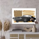 Obraz Na Płótnie Amerykański Muscle Car Na Tle Beżowej Flagi Usa Canvas Naturalny 100x70 LB-2821-NC100-70